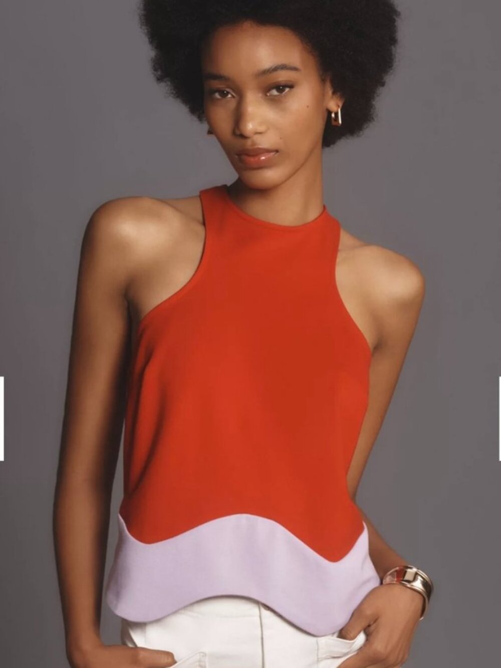 Anthropologie Red Colorblock Zipper Tank Top Plus Size 2X NWT Women